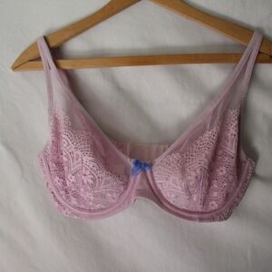 Victoria's Secret Body Unlined Demi Bra 34DD Light Pink‎ Lace Bow Accent